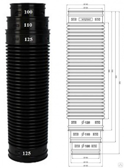 U45 Соединительная труба для вентвыхода D 125/125,110,100 мм