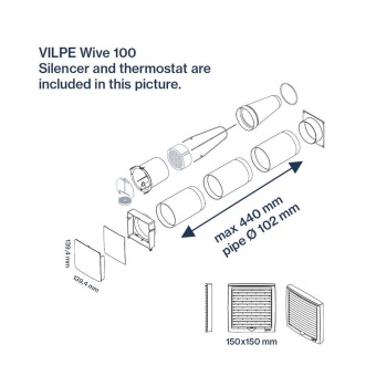 Vilpe Wive 100 Приточный клапан (с термостатом, фильтр, черная вент. решетка)
